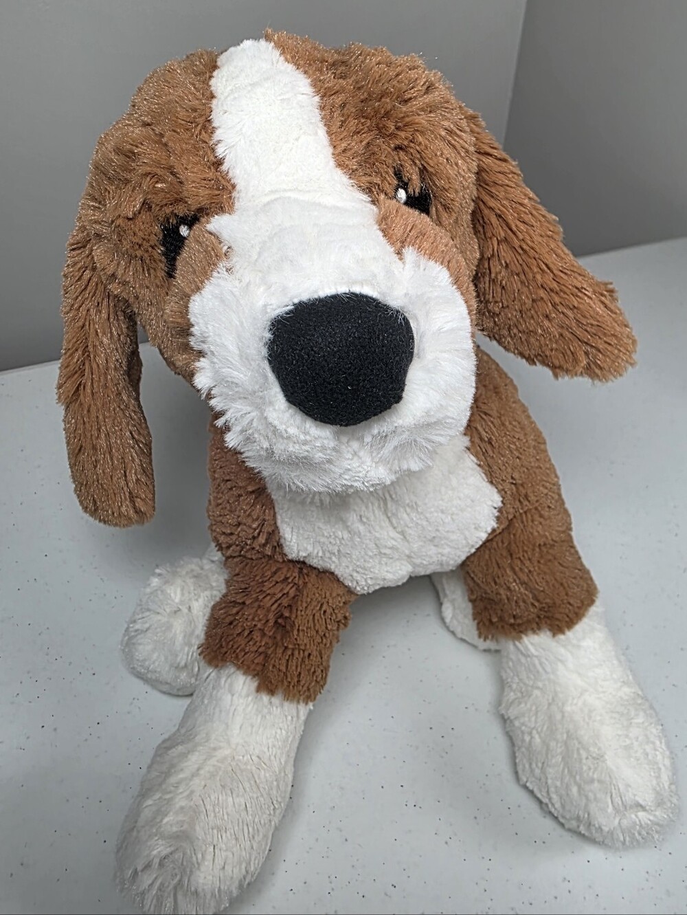 Brown & White Plush Puppy Stuffed Animal